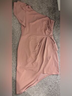 NWT One-Shoulder Asymmetrical Dress in Rose Dust XL